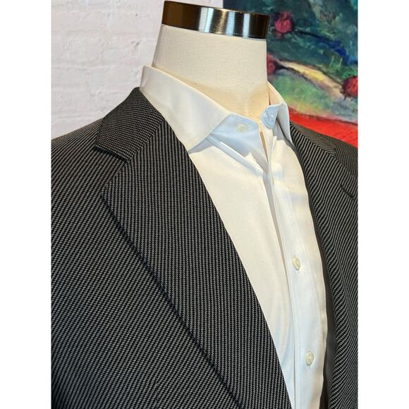 Vtg Armani Collezioni 42R 36x27 Black Gray Micro Birdseye Twill Designer Suit - Picture 4 of 16